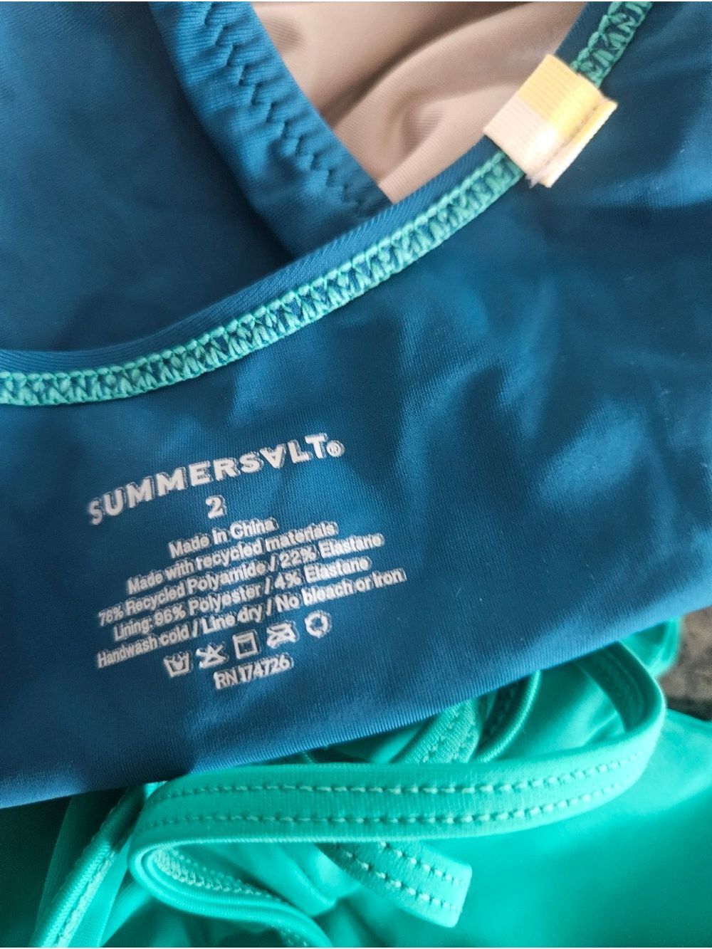 Summersalt The Swan Dive One-Piece Swimsuit Colorblock Green/Blue Size 2 NWT - Picture 4 of 7